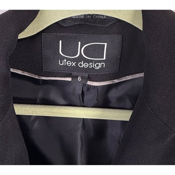 Vintage Utex Design Women's Black Trench Style Long Jacket Duster Polyester Size - Picture 2 of 5